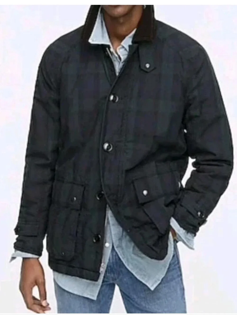 J Crew Men M Highland Skye Jacket Primaloft Hunting Plaid Black Corduroy Collar